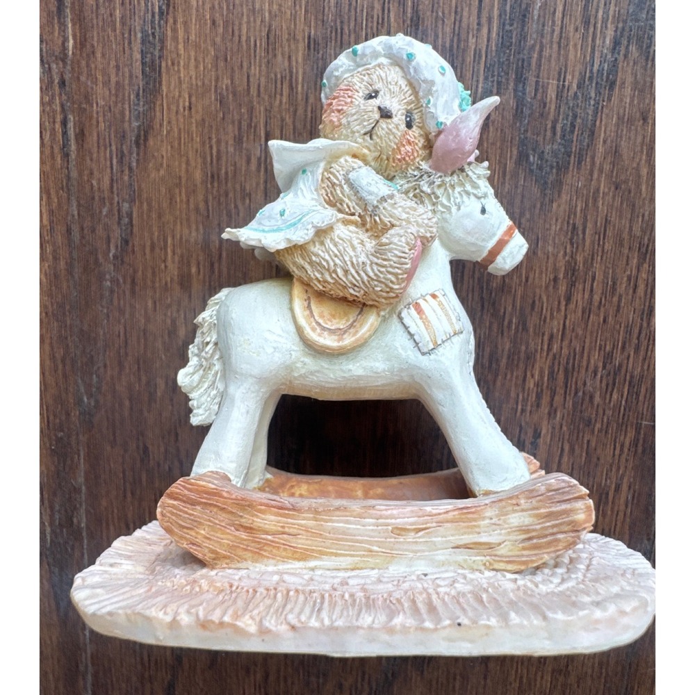 Cherished Teddies Beth Bear Hugs Figurine 1991 Rocking Horse Vintage